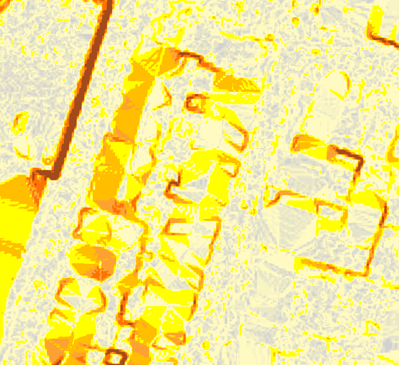 Terrain — slope (yellow = gentle, red = steep)