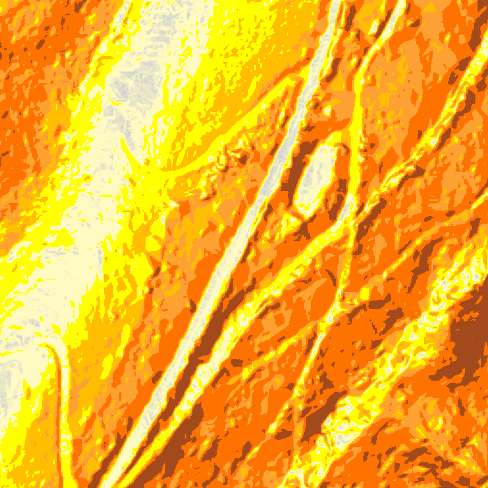 Terrain — slope (yellow = gentle, red = steep)